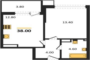 Фото №1: 1-комнатная квартира 38 м² - Краснодар, мкр. Парк Победы, 