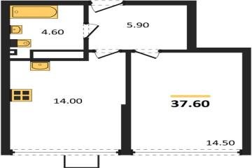 Фото №1: 1-комнатная квартира 37 м² - Краснодар, мкр. Парк Победы, 