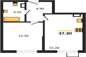 Фото №1: 1-комнатная квартира 37 м² - Краснодар, мкр. Парк Победы, 