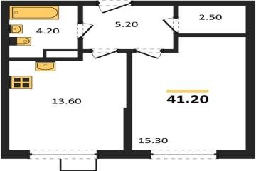 Фото №1: 1-комнатная квартира 41 м² - Краснодар, мкр. Парк Победы, 